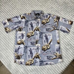 RedHead Mens L Short-sleeve Button Down Shirt‎ Baseball Sports 100% Cotton VTG